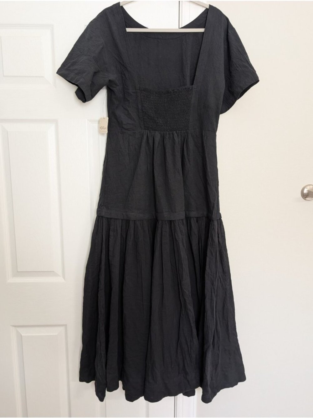 Free PeopleWomen's Black Marcella Midi DressSize XL Luxury Old Money - Picture 6 of 13